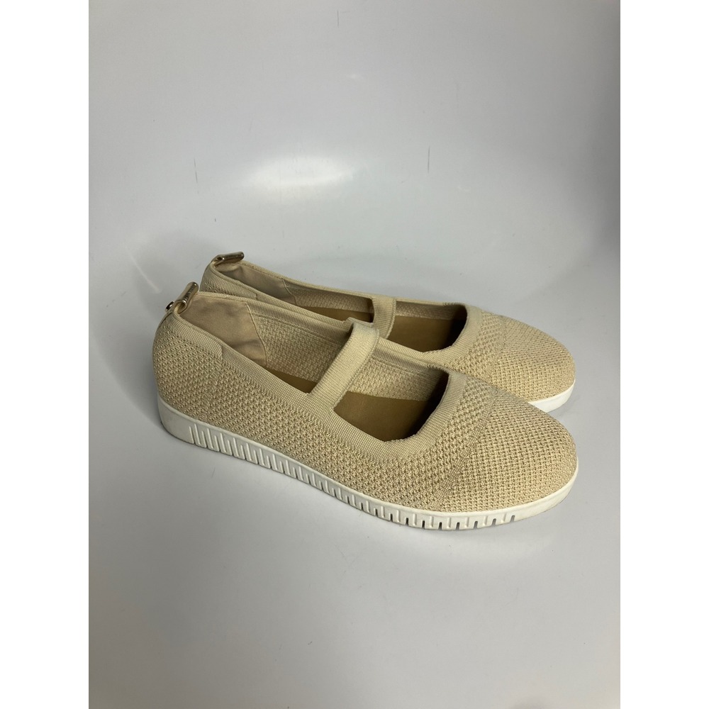 Taryn Rose Mary Jane Sneakers Womens 41 Beige Good Knit Metallic Comfort‎ Shoes